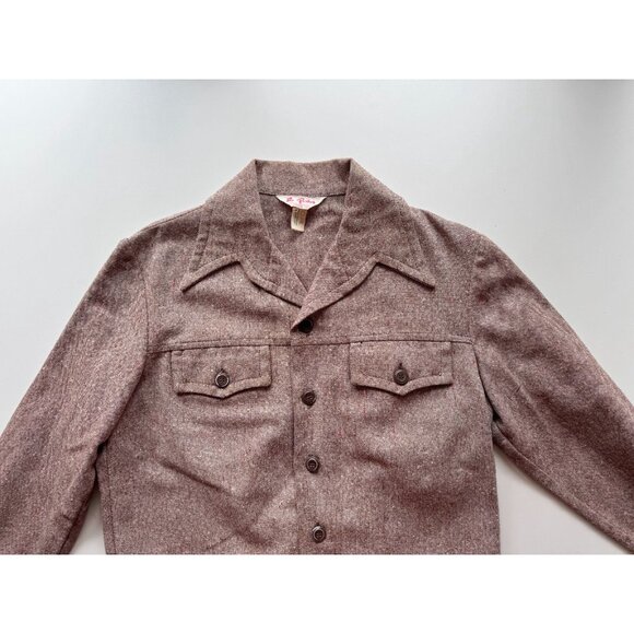 Vintage DON PARKER Taupe Brown Wool Blend Slubbed Tweed Jacket, Size L - Picture 5 of 11